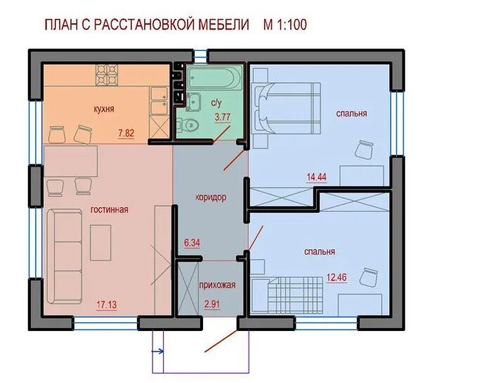 Дом на 70 квадратов проект одноэтажный Дом 65 кв м планировка 2 спальни - Дом Мебели.ру