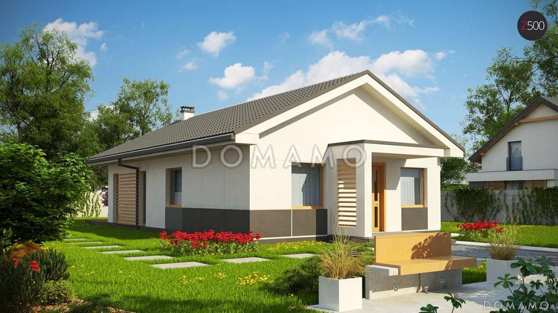 Проект D2858 — дом из газобетона с 2 спальнями