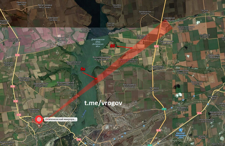    Позиции ВСУ, из которых мог быть нанесен удар по жилому дому в Запорожье