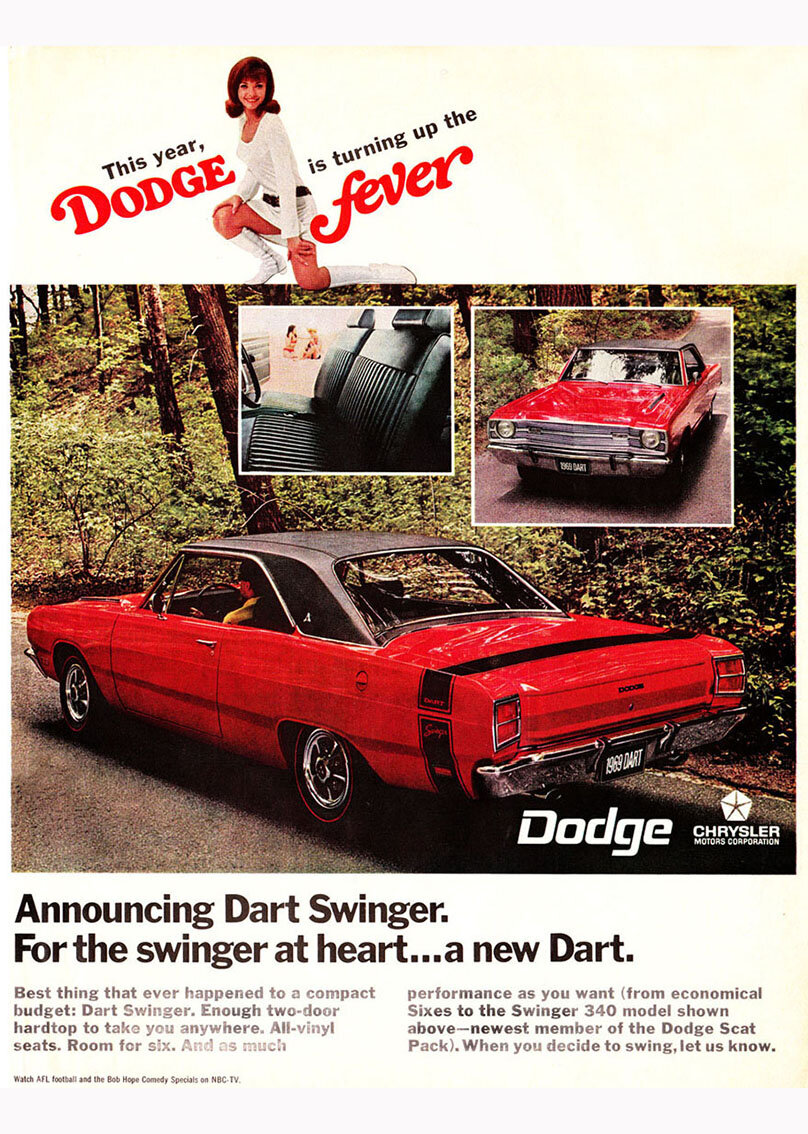 Джоан Паркер в рекламе Додж Дарт Свингер (Dodge Fever)