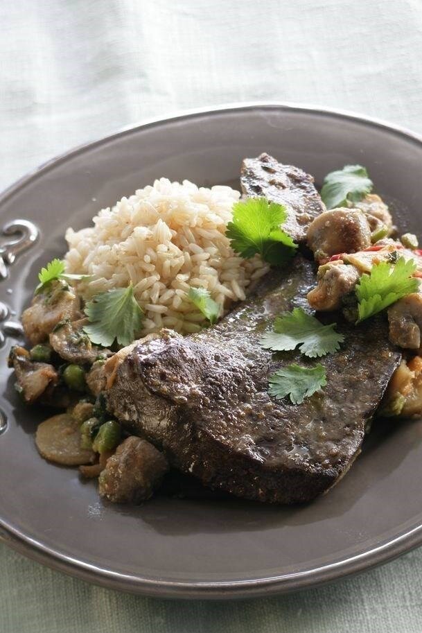    Жареная печень с грибами в азиатском стиле