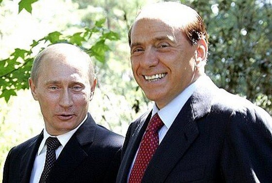    Владимир Путин и Сильвио Берлускони