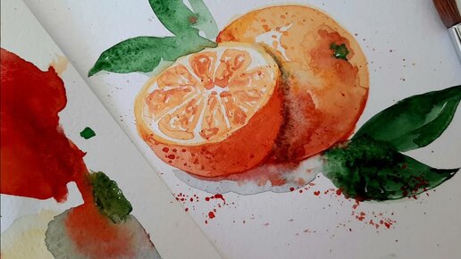 Как нарисовать апельсин акварелью. Пошаговое рисование для начинающих