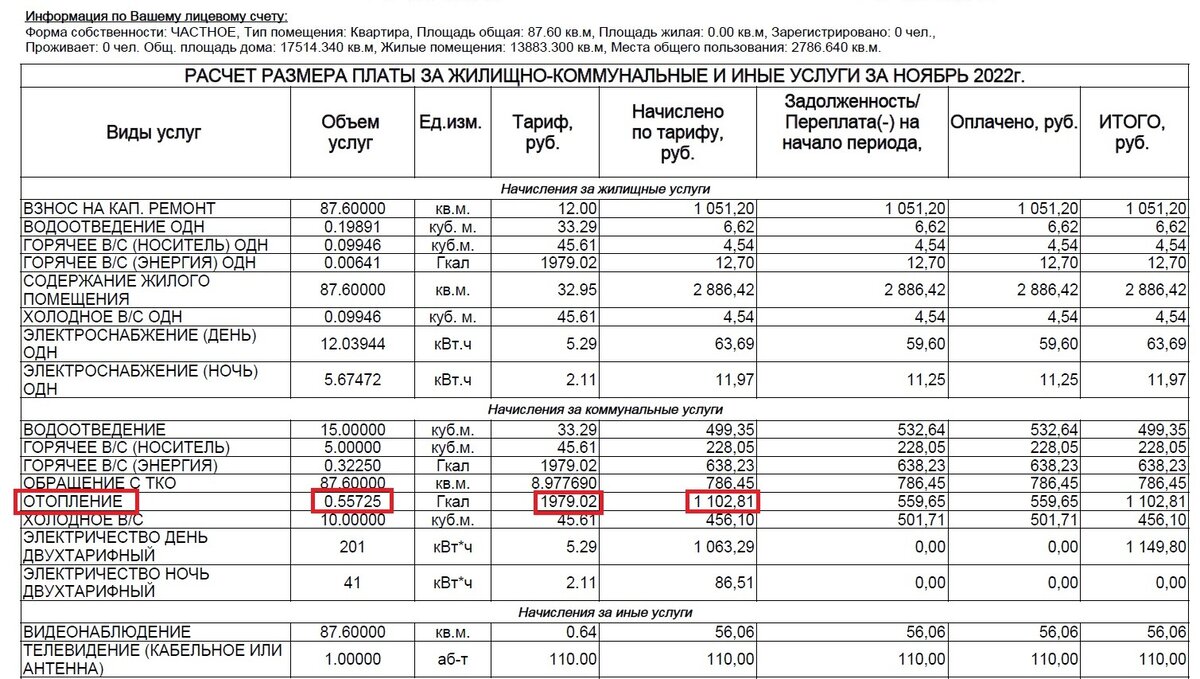 Гкал расшифровка. Строка отопление в квитанции.