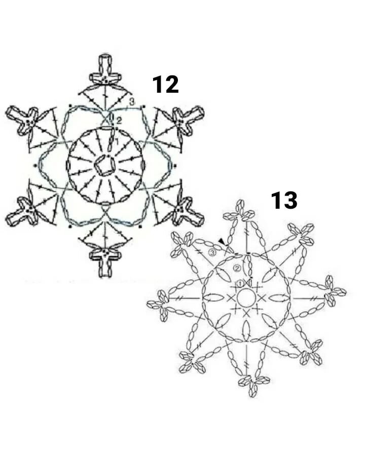 Вязаные снежинки крючком - схемы