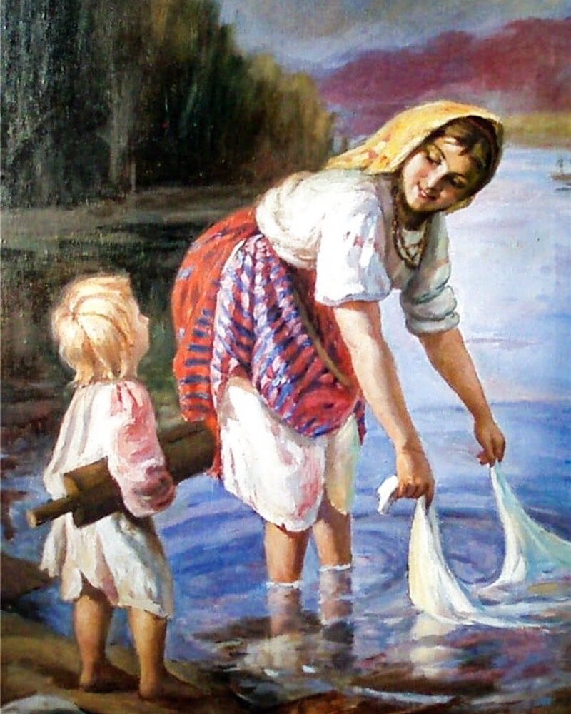 Харитон Платонович Платонов "Прачка". Источник: https://svistanet.com/hudozhniki-i-art-proekty/kartini-i-zhivopis/xudozhnik-xariton-platonov-1824-1907.html