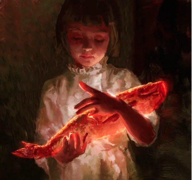 Художник Хей Шань. Какая золотая рыбка! Может она и желания исполняет?