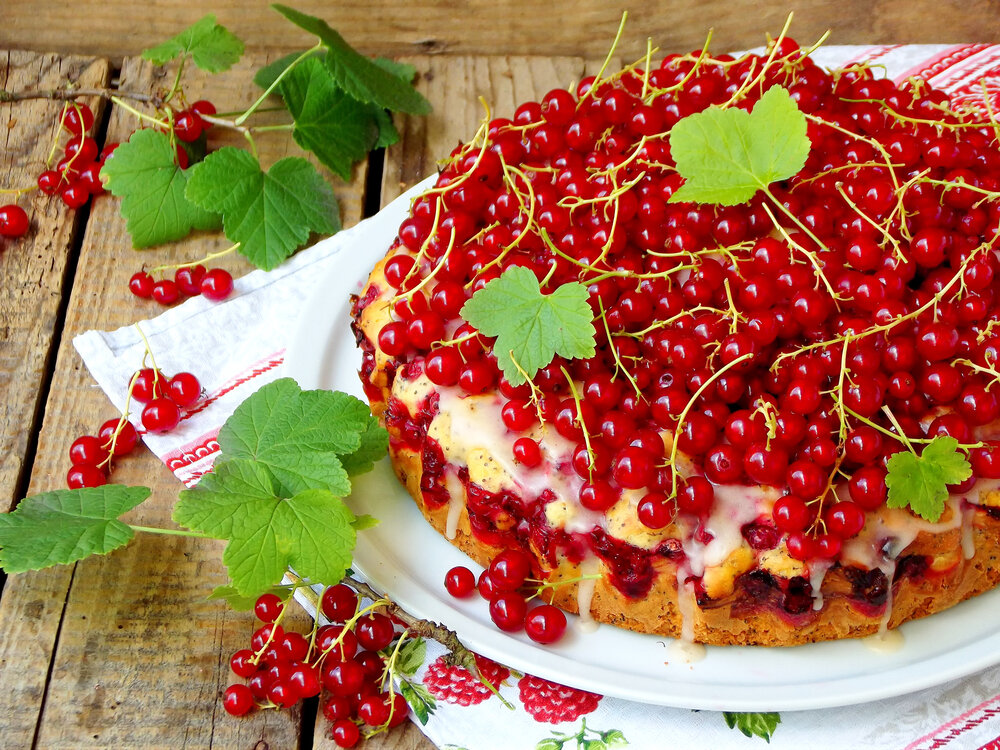 Пирог из красной смородины открытый