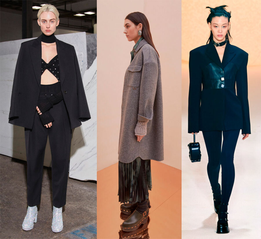 Ботфорты невозможно сочетать с брюками и бессмысленно сочетать с длинными юбками и платьями, поэтому в обуви есть второй тренд – обувь на платформе.