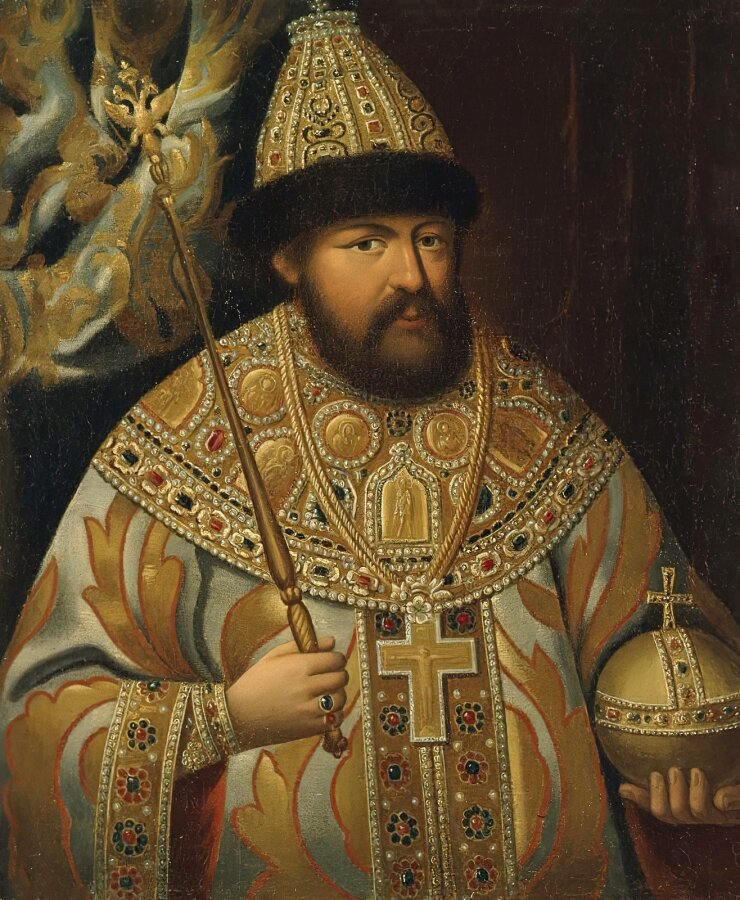 Портрет царя Алексея Михайловича, исполненный маслом на холсте неизвестным художником-живописцем. Государственный Эрмитаж.