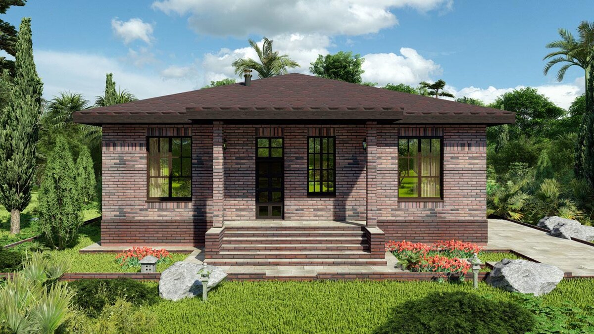 БОГОРОДСК 138 м2- проект одноэтажного дома 13х13 с 4 спальнями и ...