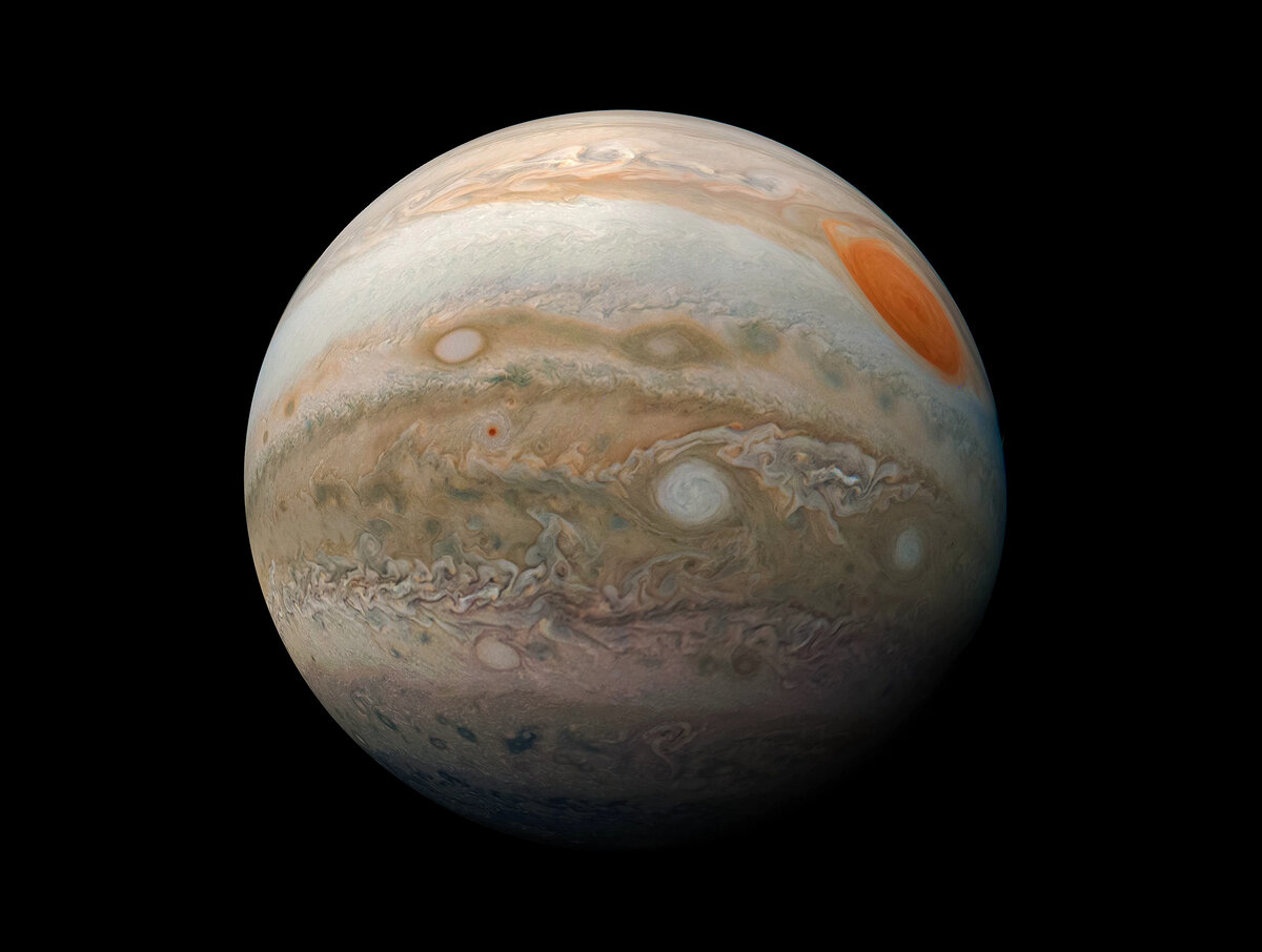 Изображение Юпитера, полученное космическим аппаратом «Юнона». Фото: NASA