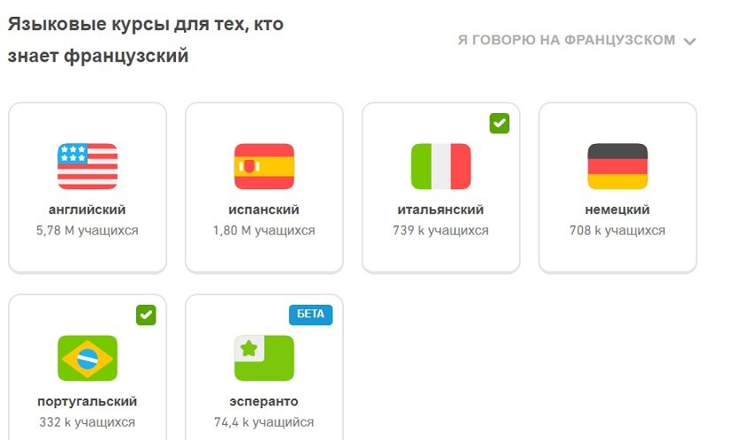 Галочкой отмечены те языки, которые я  сейчас учу