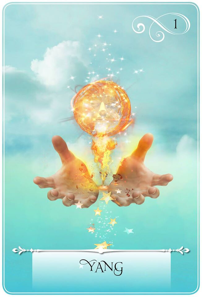 1. ЯН (YANG) 
Основные значения: мужские принципы в принятии решений; трансформация идей в материю; активные действия.

Послание оракула: Ян представляет собой энергию движения, силы, которые приводят мир в движение и придают мыслям и желаниям материальную форму. Лучшее время для того, чтобы сдвинуть дело с мёртвой точки и направить его на путь прогресса – сейчас. Будьте уверены в своих действиях и результаты не заставят себя ждать. Данная карта символизирует преодоление трудностей и начало новой жизни. Для сомнений нет никаких причин. Вы главный творец своей собственной судьбы.

Отношения: В сложившихся обстоятельствах все необходимые действия должны предпринимать именно вы. Не бойтесь сделать первый шаг. Поверьте, вы очень быстро достигнете результатов. В делах сердечных данная карта говорит о том, что все активные действия, которые вы предпримите, приведут вас к наивысшему благу, поэтому смело двигайтесь вперёд. Страсть витает в воздухе, пришло время двигаться в такт с музыкой любви. Не стесняйтесь проявить инициативу.

Бизнес: бизнес-проекты, деловое сотрудничество и все прочие бизнес-аспекты складываются более, чем удачно. Время рисковать и приводить процессы в движение. В случаях, когда вы оказываетесь в условиях большей занятости, чем обычно, данная карта свидетельствует о том, что вы обладаете всеми необходимыми ресурсами и энергией для выполнения всех поставленных задач. Впереди вас ожидает период изобилия, если у вас хватит духа заявить на него свои права.

Совет: воздержитесь от необдуманных импульсивных поступков, чрезмерной самоуверенности и агрессивного поведения. Хорошенько обдумывайте каждое своё действие, если не хотите оказаться в ситуации, последствия которой приятными для вас не будут. Основательно убедитесь в том, что те цели, которые вы преследуете, истинно ваши, в противном случае вас ждёт разочарование. Появление данной карты в качестве совета не должно вызывать у вас чувство страха, поскольку вся наша жизнь – это череда получаемых нами уроков. Сдержанность, дипломатичность и вдумчивая оценка всех сопутствующих аспектов станут вашими лучшими союзниками на пути к достижению целей.