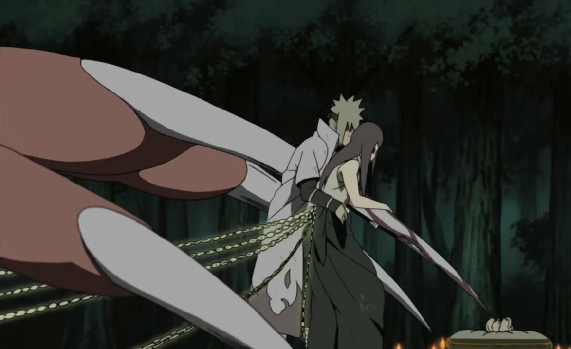 Минато и Кушина говорят последние слова своему сыну.