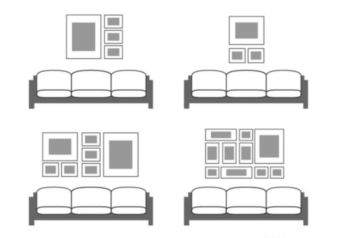 Как правильно повесить картины над диваном 3 штуки