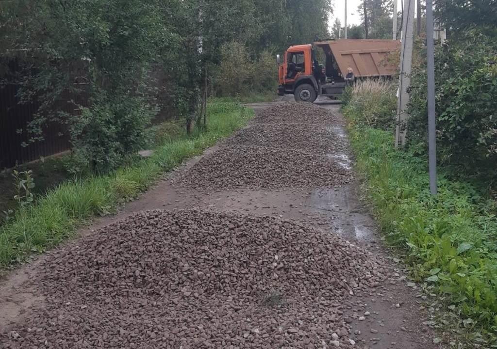 Отсыпка дороги щебнем в снт