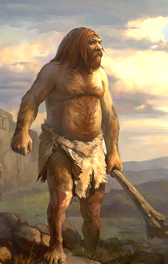 Древний человек обыкновенный с обильным волосяным покровом для защиты от холода. Фото из открытых источников для иллюстрации