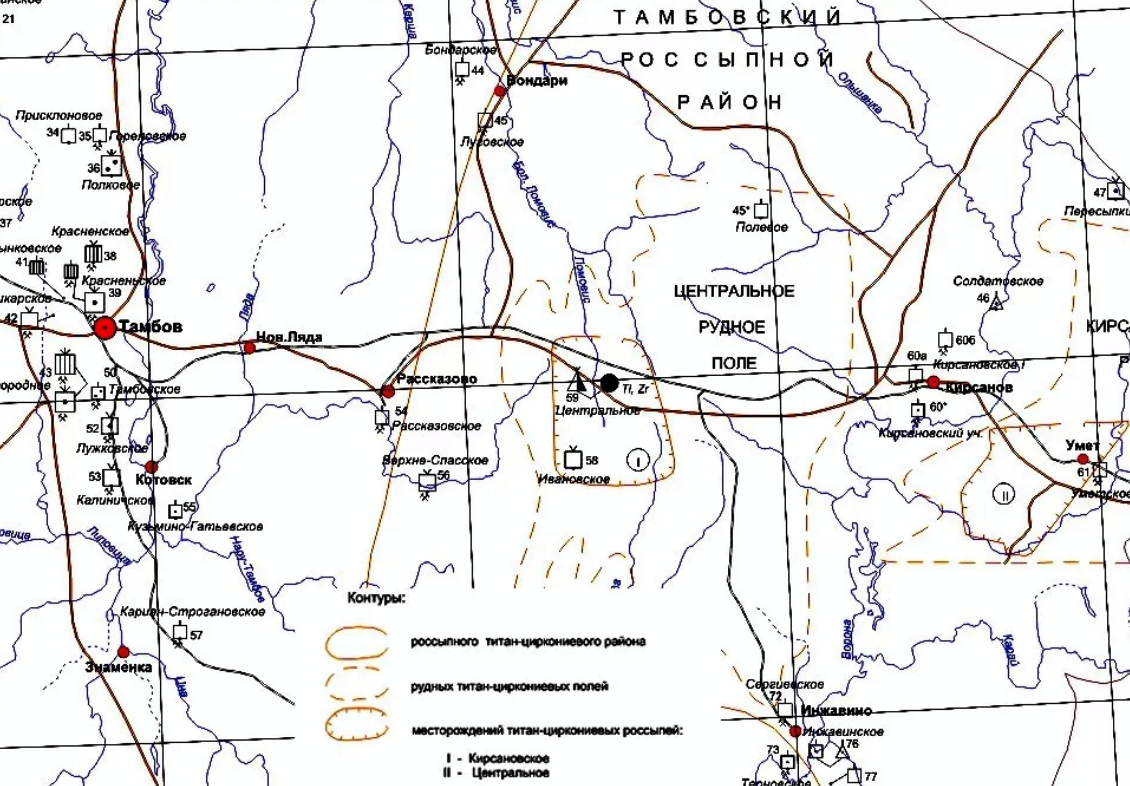 Карта кулая. Месторождение центральное в Тамбовской.
