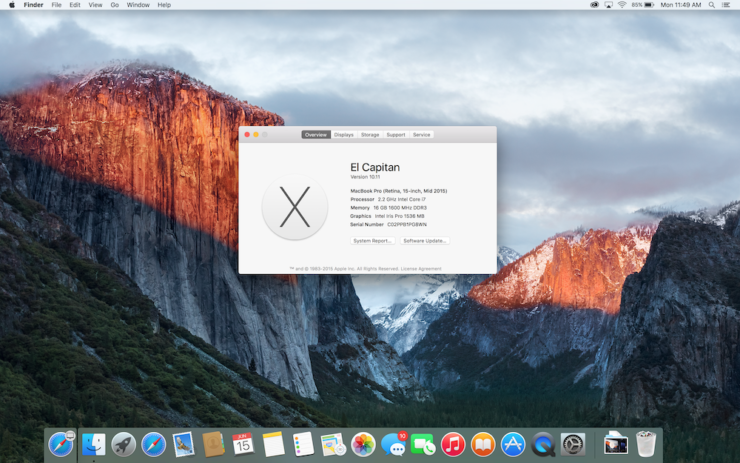    Версия macOS будет видна сразу же после открытия этого раздела.