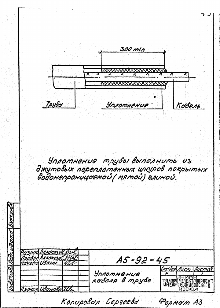 Прокладка кабеля в земле типовой проект а5 92