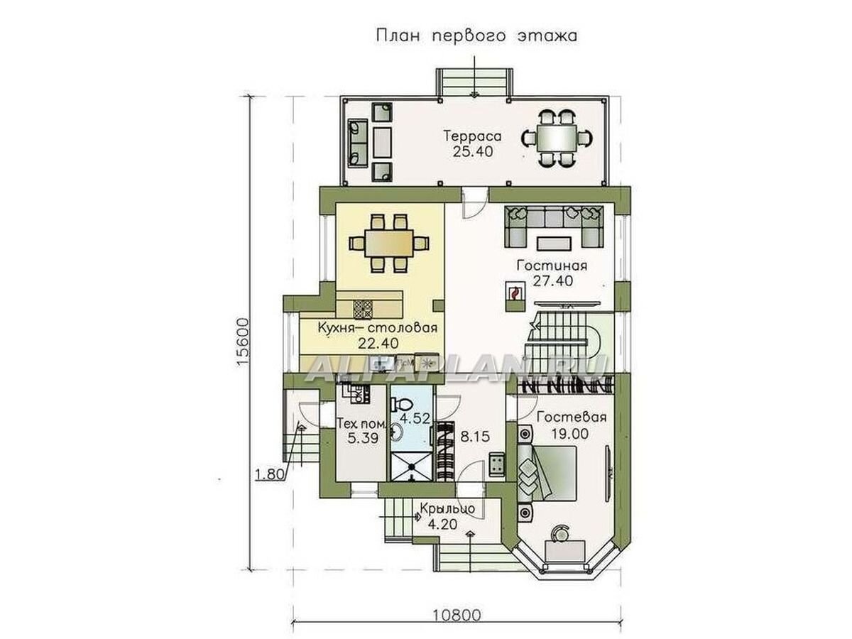 НА СЛАЙД ШОУ 3 ФОТО: ПЛАНИРОВКА дома по проекту "Капелла" 596А 
На 1 этаже:
· единое пространство кухни-столовой и гостиной общей площадью 49,80 м2, оснащенное камином, и включающее в себя лестницу на второй этаж – интересное и выигрышное интерьерное решение.
· большая гостевая комната (или спальня / рабочий кабинет)  со встроенным гардеробом и красивым окном в многогранном эркере
· тех. помещение с выходом во двор
· санузел с душевой
· просторная прихожая