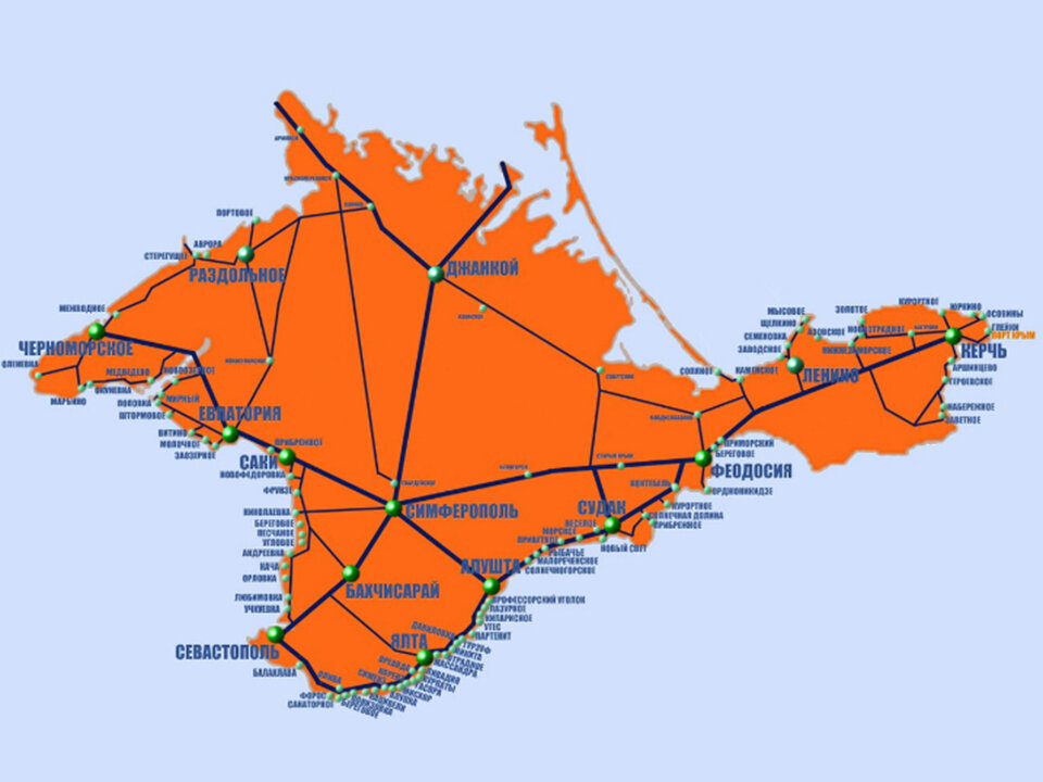 Карта крыма с жд дорогами и городами и расстояниями
