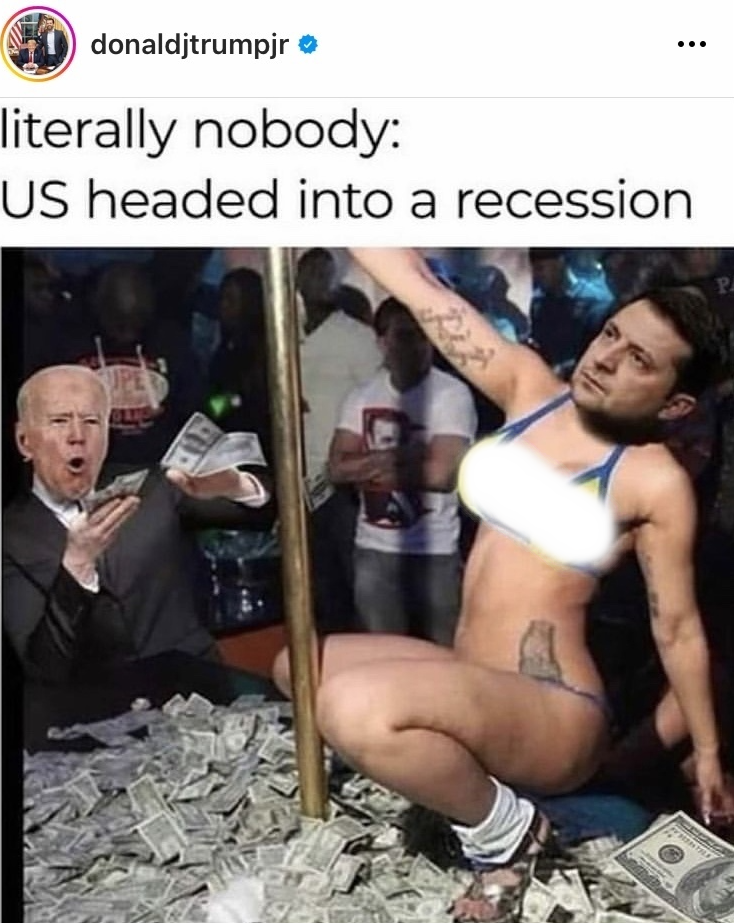 Перевод: «Буквально Никто: _ США движутся к экономическому спаду»