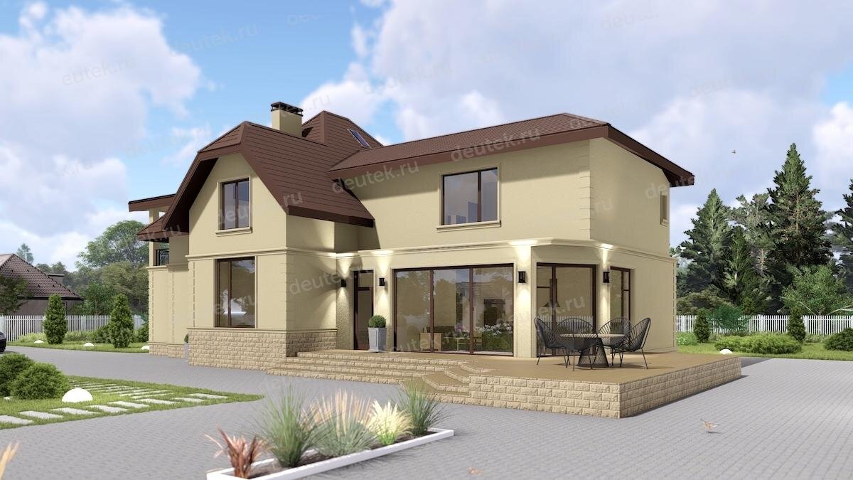 Проект двухэтажного дома 409 м2 в Европейском стиле - DTE137