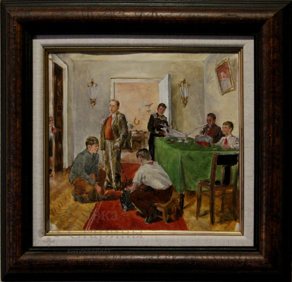 Картина «Пионеры-планеристы», СССР, 1940-е, художник В. Тихов, бумага, акварель
