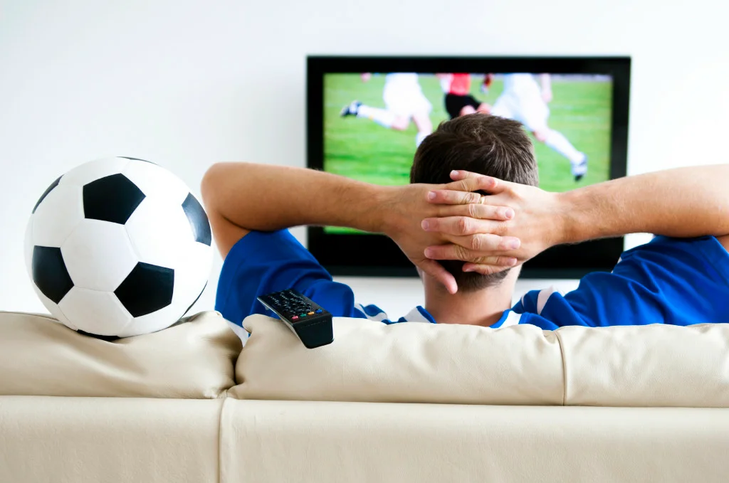 Телевизор смотрим футбол. Футбол по телевизору. Телевизор футбол. Болельщики перед телевизором. Футбольный болельщик дома.