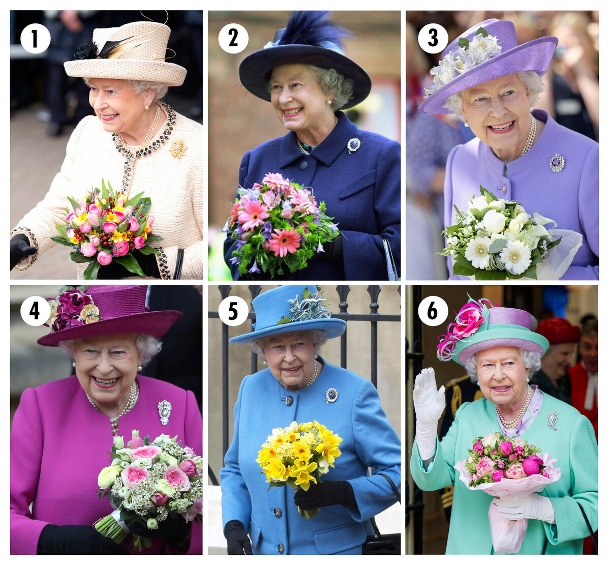 Фото королевы Елизаветы II с букетами, которые я разбираю в своей статье