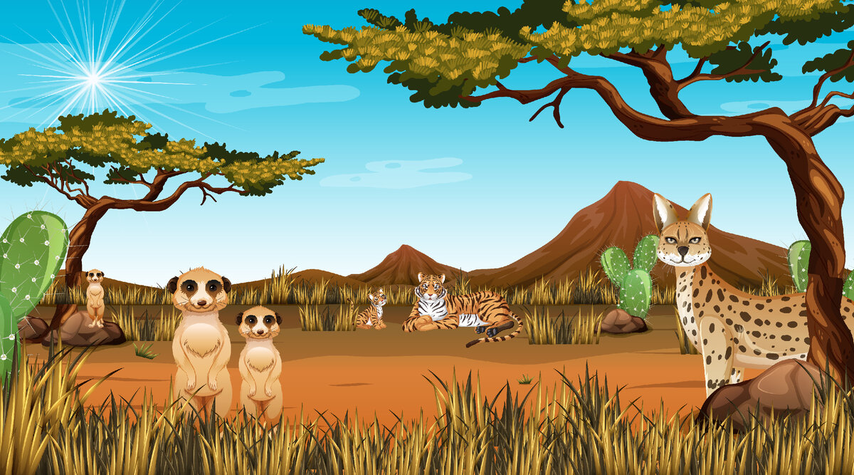 https://www.freepik.com/free-vector/desert-forest-landscape-daytime-scene-with-willd-animals_16845806.htm / Image by brgfx</a> on Freepik
