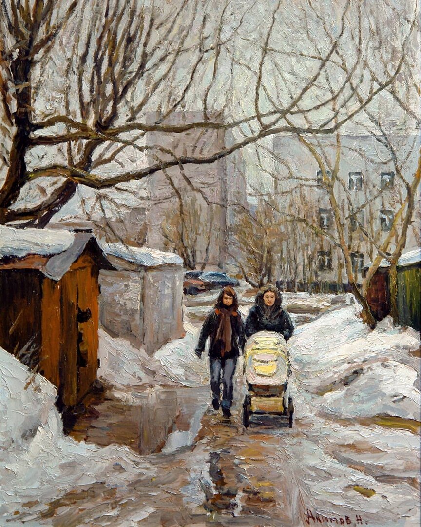 "Гаражи", холст, масло