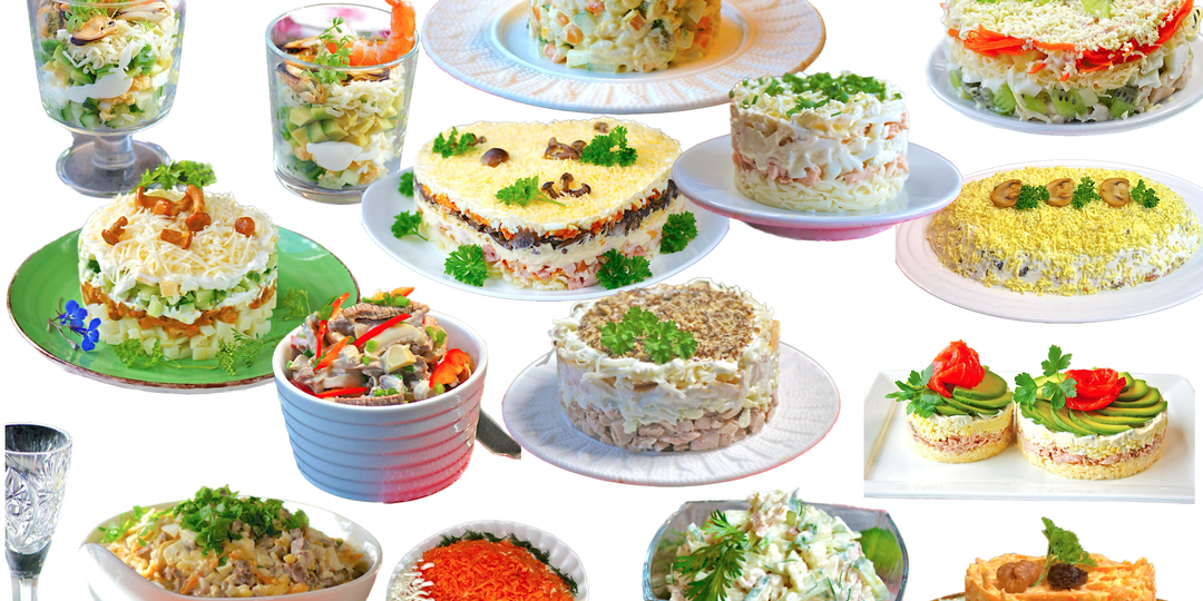 Подборка вкусных, сытных салатов с майонезной заправкой (14 рецептов на любой вкус)