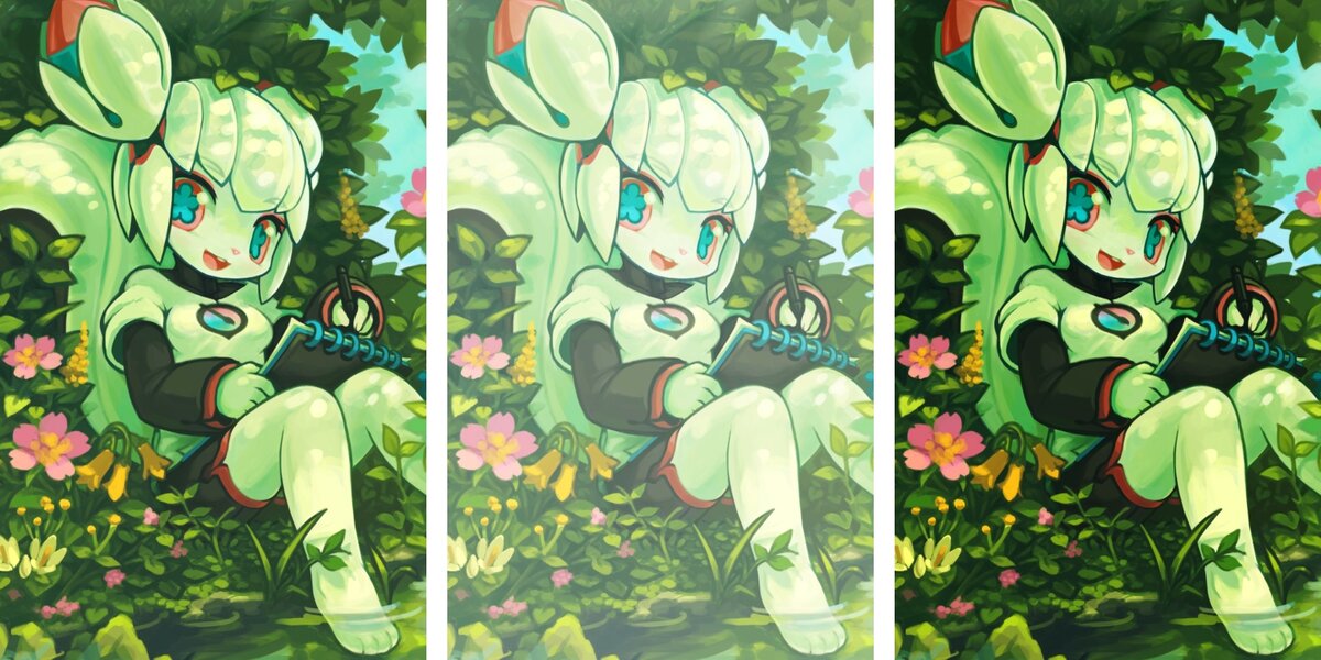 Слева направо: оригинал, Dodge и Burn.