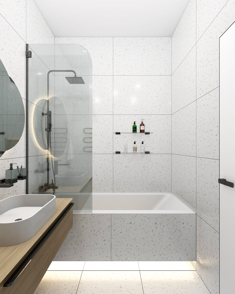Проект ванной комнаты архитектора Ramz Gro  с керамогранитом из коллекции Vetro