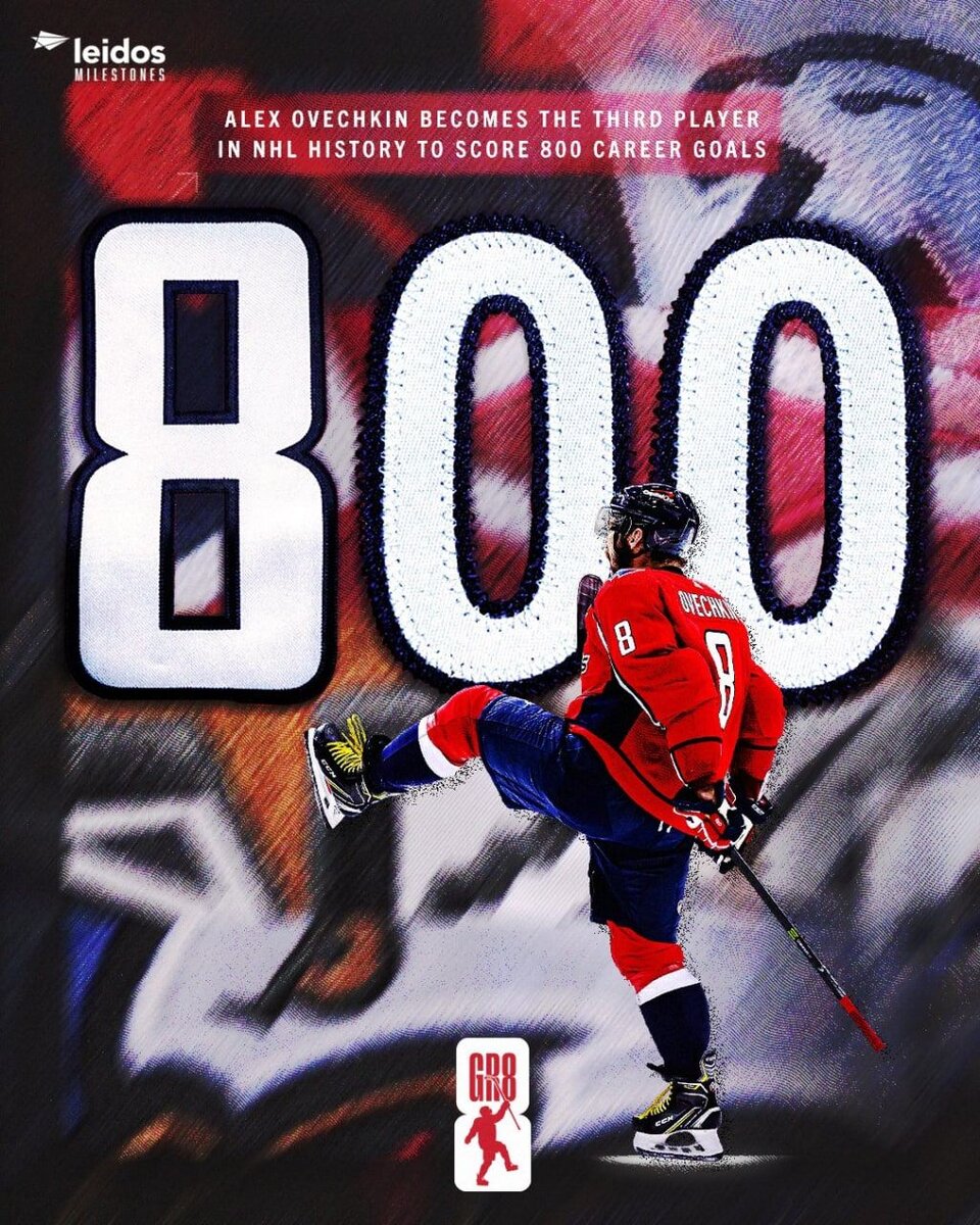    Александр Овечкин забросил 800-ю шайбу в НХЛ. Фото: «Вашингтон Кэпиталз» Дмитрий Смирнов