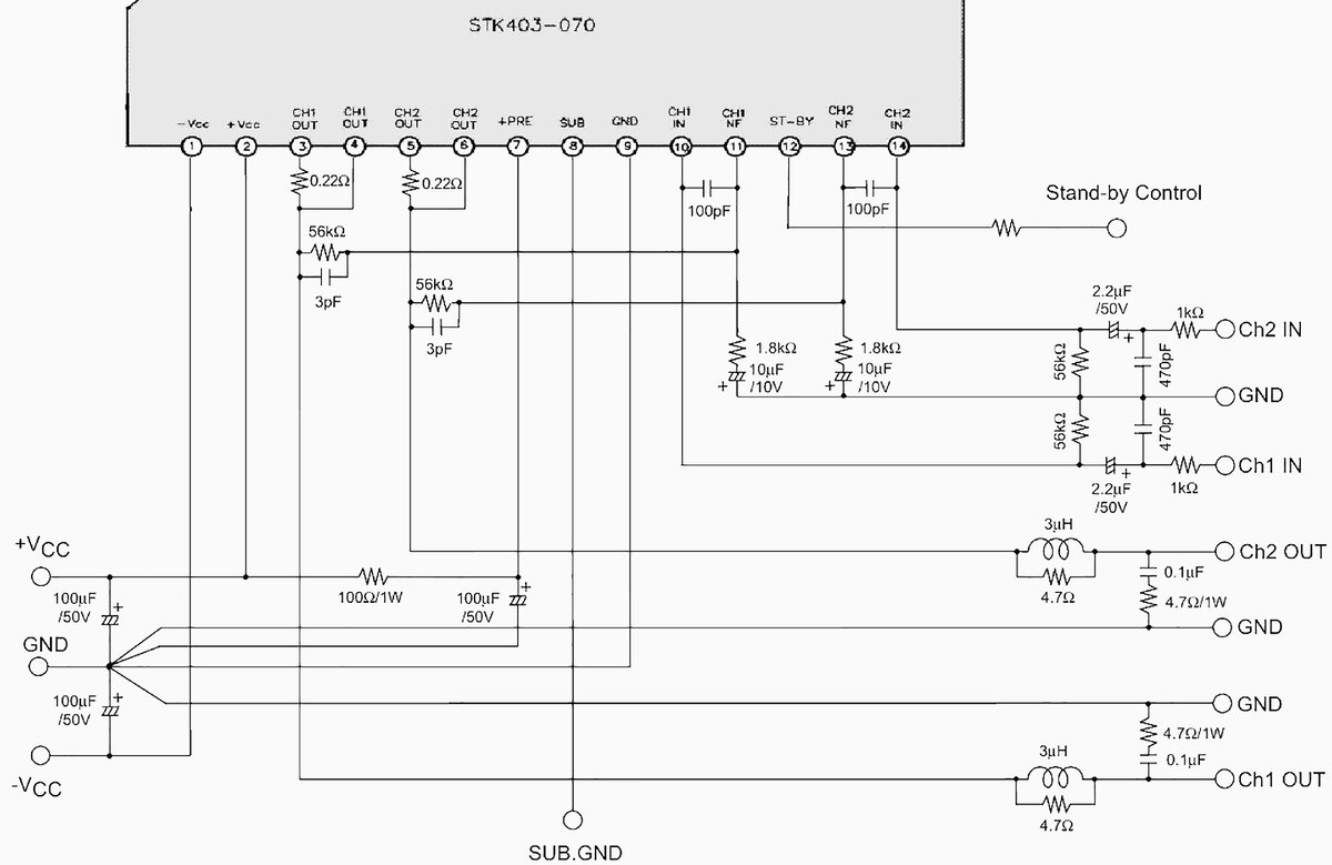 Схема включения stk403 070