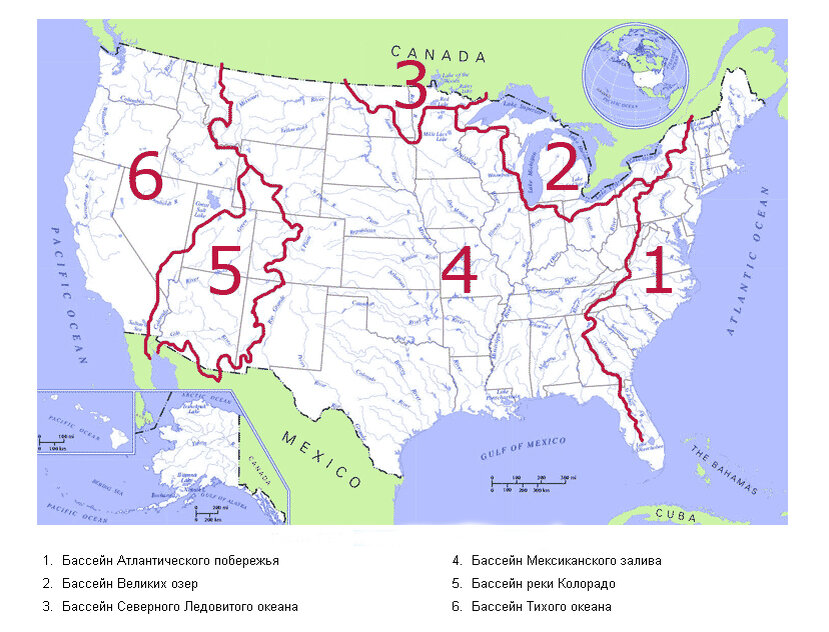 Карта рек северной америки на русском. Гидрография США карта. Бассейн реки Миссисипи на карте. Реки США на карте. Реки и озера США на карте.