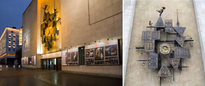 Скучное серое здание превратилось в фон для сказочного действа.