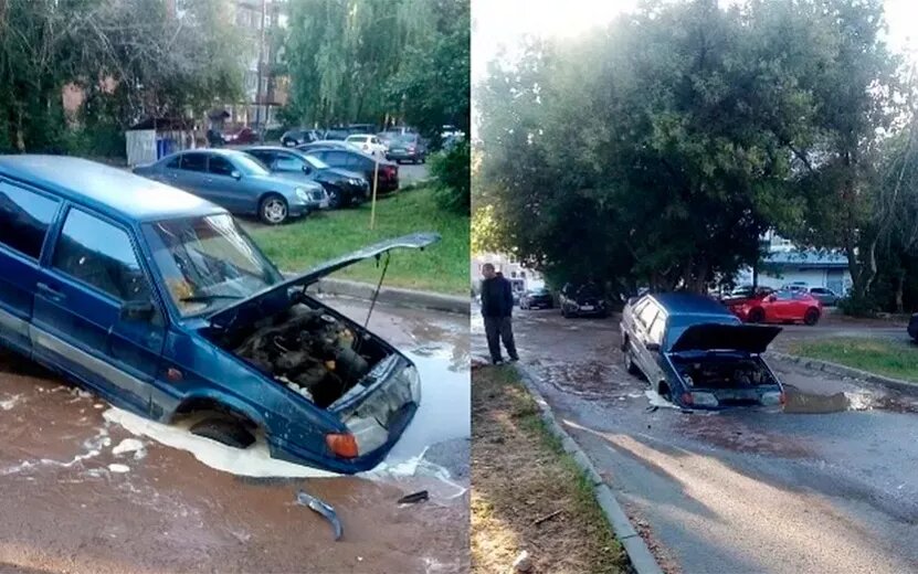    Ушли под асфальт: самые эпичные провалы автомобилей в Ижевске в 2022 году