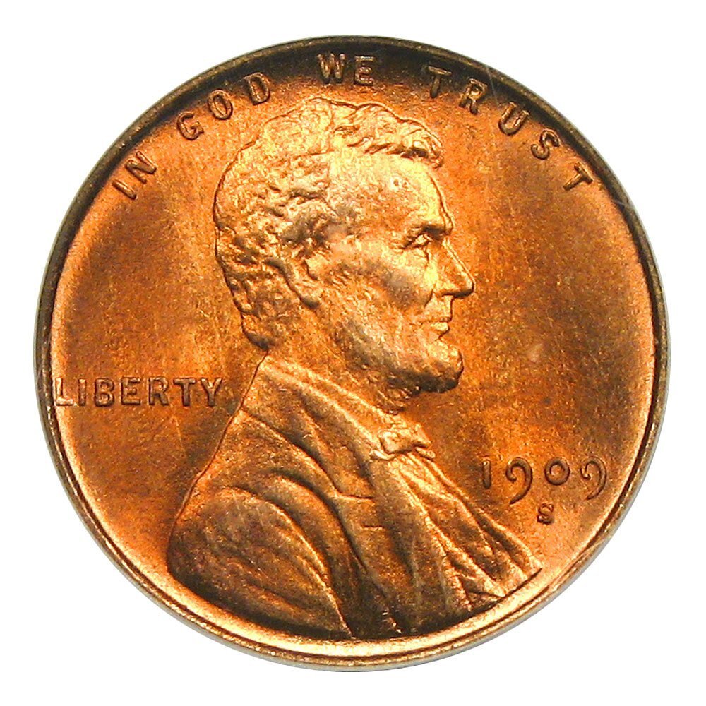 1909 был годом множества "первых". Американский морской инженер Роберт Е. Пири стал первым человеком, достигнувшим Северного Полюса. На суше между Нью-Йорком и Сиэтлом была проведена первая трансконтинентальная автогонка, а в небе французский инжененр Луи Блерио впервые пересек Ла-Манш на "аппарате, тяжелее воздуха". В тот же год монетный двор США выпустил первый регулярный тираж монет США, в честь фактического лица. Отступление от традиции, которая восходила к временам президентства Джорджа Вашингтона, было совершено в честь 100ой годовщины со дня рождения Авраама Линкольна.  
Тогда был выпущен новый цент с изображением бюста любимого президента. Более чем в течение столетия, федеральные должностные лица следовали указаниям Джорджа Вашингтона и избегали изображения президентов или любых других узнаваемых личностей на национальных монетах, предназначенных для повседневного обращения. Поэтому, когда возникло намерение сделать монету с изображением Линкольна, это столкнулось со значительным сопротивлением традиционалистов. Однако, скептики и критики никогда не были серьезными противниками для президента Теодора Рузвельта (Theodore Roosevelt). У "TR" был персональный интерес в создании новых монет США. Протолкнув проект для новых четырех золотых монет , он обратил свое внимание на цент, где проект "Голова Индейца" господствовал с 1859 года. Напарником Рузвельта в движении в этом направлении стал Виктор Дэвид Бреннер (Victor David Brenner), литовский иммигрант, человек величайшего таланта, глубоко почитавший Линкольна. Их пути пересеклись в 1908 году, когда Рузвельт позировал Бреннеру для медали Службы Панамского канала. 

У художника уже были плакетка и медаль, подготовленные им к столетию со дня рождения Линкольна, и он предложил президенту идею монеты. Президент легко согласился и попросил, чтобы Бреннер подготовил проект. На лицевой стороне художник поместил бюст Линкольна, повернутый вправо, и, впервые на центе, девиз "IN GOD WE TRUST". Слева к бюсту Линкольна примыкала надпись "LIBERTY", дата была расположена справа. Проект обратной стороны содержал изображение двух колосьев, слева и справа, а также надписи "ONE CENT", "E PLURIBUS UNUM" и "UNITED STATES OF AMERICA". Самыми высокими точками рельефа стали: на аверсе - скула и челюсть Линкольна, на реверсе - кончики колосьев пшеницы. Это те места, где надо искать первые следы износа монеты. 

Дискуссия по поводу портрета Линкольна быстро затихла; большинство американцев нашли проект вполне приемлемым. Новый диспут возник после выпуска первых монет в августе 1909 года. Обсуждалось наличие на монетах внизу реверса инициалов художника "V.D.B.".Общественный протест привел к их быстрому удалению, что, в свою очередь привело к созданию главной редкости: только 484 000 центов отчеканены в Сан-Франциско с инициалами, и цент "1909-S V.D.B." стал одной из наиболее желанных монет в коллекциях.Центы "1909-S без V.D.B." тоже редки, но, так как их отчеканено 1,8 миллиона, они являются в четыре раза менее раритетными. Инициалы Бреннера были восстановлены в 1918 году намного меньшим шрифтом на плече бюста Линкольна. 

Чеканка цента Линкольна изначально велась значительными объемами. Монетный двор Филадельфии (у монет этого двора нет никакого знака) был самым большим производителем, наряду с Сан-Франциско (знак "S") и Денвером ("D"), увеличивших производство в последующие годы. Денвер вообще начал выпуск центов только в 1911 году. Филадельфийский двор один отчеканил более 100 миллионов центов в 1909 году, а в 1941 году общее количество центов, выпущенных на всех дворах, впервые превысило один миллиард. Матовые центы Линкольна в состоянии "пруф" чеканились в Филадельфии с 1909 по 1916, а блестящие - с 1936 до 1942 и вновь с 1950 до 1964. Блестящие центы "пруф" сейчас чеканятся ежегодно, начиная с 1968 года, в Сан-Франциско. Несмотря на массовость производства, многие центы Линкольна обладают значительной коллекционной стоимостью, и, не смотря на значительное предложение, спрос на них так же остается высоким. Коллекционеры часто используют их для создания первой коллекции, поскольку они представительны и вполне по средствам. Многие продолжают собирать центы даже после выхода из ранга новичка. 

Не считая ошибок или других необычных разновидностей, только две монеты в этом ряду имеют тираж ниже одного миллиона: "1909-S V.D.B." и "1931-S", когда Великая Депрессия заставила уменьшить тираж до 866 000. Выпуски "S" обычно имели самые маленькие тиражи. Тем не менее, один из наиболее интересных вариантов - "1914-D". Только 1 193 000 монет было выпущено, но весьма малая часть дошла до нас в идеальном состоянии. Другие редкие выпуски "1910-S", "1911-S", "1912-S", "1913-S", "1914-S", "1915-S" и "1924-D". Нетривиальные монеты занимают особое место в ряду наиболее ценных экземпляров. Одна из них - 1922 "Plain", выпущенные на монетном дворе Денвера. На таких монетах обычно ниже даты ставился знак "D" - на всех, кроме этой. Ее легко опознать, поскольку в Филадельфии в 1922 году не было выпущено ни одного цента. 

Другая разновидность цента Линкольна, обнаруженная коллекционерами, это - цент с ошибкой "двойная плашка". Эти монеты имеют очевидное удвоение даты и (или) надписей. Возможно, наиболее впечатляющая (и наиболее ценная) ошибка этого типа произошла на аверсе небольшого числа центов, отчеканенных в 1955 году в Филадельфии. Удвоение также может быть найдено на аверсе некоторых из центов, датированных 1936, 1972, 1984 и 1995 годах и на реверсе некоторых центов, датированных 1983 годом. 

В 1943 году, в связи с большими расходами меди в оборонной промышленности, монетный двор выпускал центы Линкольна из покрытой цинком стали. Замена оказалась неудачной, и в 1944 - 1946 гг. монетный двор использовал латунь, впервые опробованную в 1942 году. Это было связано с истощением запаса олова, использованного до и после войны. Часть латунных монет была изготовлена из металла, полученного переплавкой нескольких ящиков патронов. В наследство от этих экспериментов нам достались совершенно редкие и ценные экземпляры центов, поскольку Монетный двор неумышленно отчеканил крохотный тираж центов-1943 года в бронзе и немного большее число центов-1944 в стали. 

Много лет назад по всей стране распространился ложный слух, что Генри Форд продал бы новый автомобиль за один цент-1943 из меди! Медные центы-1943 моментально подорожали, но затем вернулись к их предыдущей цене. Я слышал о некоторых людях, сделавших на этом миллионы за несколько дней. Но, может быть, это тоже слухи? Цент Линкольна отметил свой 50-ый день рождения в 1959 году, когда также отмечалась 150-я годовщина со дня рождения Авраама Линкольна. Монетный двор отметил эту дату, дав центу новый реверс с изображением Мемориала Линкольна , созданное Франком Гаспарро (Frank Gasparro), помощником гравера и будущим главный гравером. Цент Линкольна выпускается дольше, чем любая другая монета в истории США, и значительно большими тиражами, чем любая другая монета в мире. И сегодня кажется непостижимым тот факт, что проект такой знакомой всем монеты, которую каждый считает само собой разумеющейся, когда-то рассматривался как спорный.