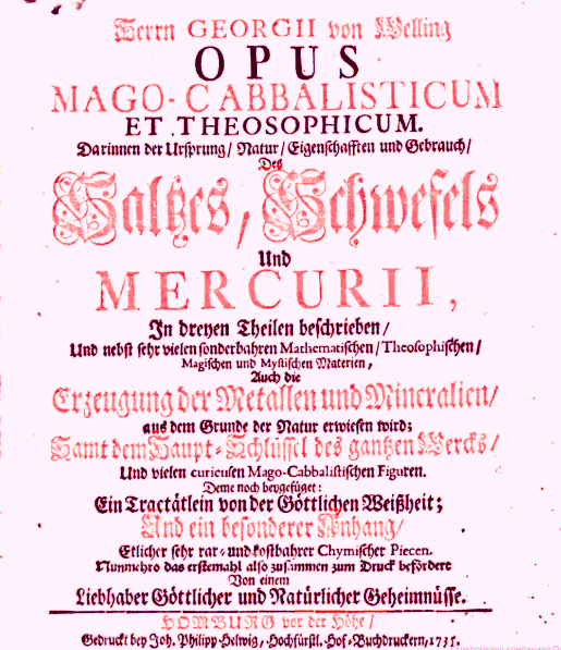 Трактат фон Веллинга. Титульный лист. (Хомбург, 1735 г.)