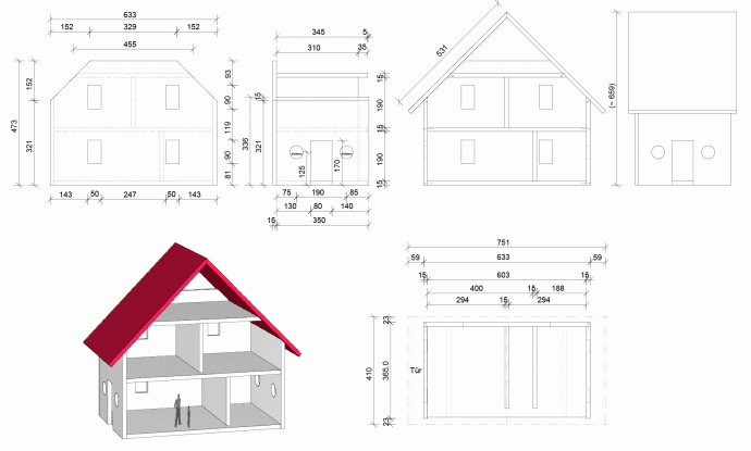 Схема для сборки детского домика