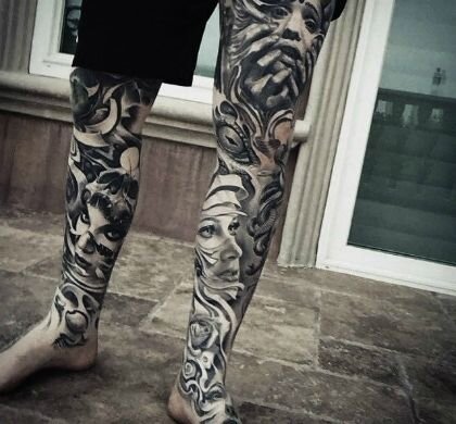 Татуировки для мужчин на ноге. Фото и эскизы мужских тату на ноге