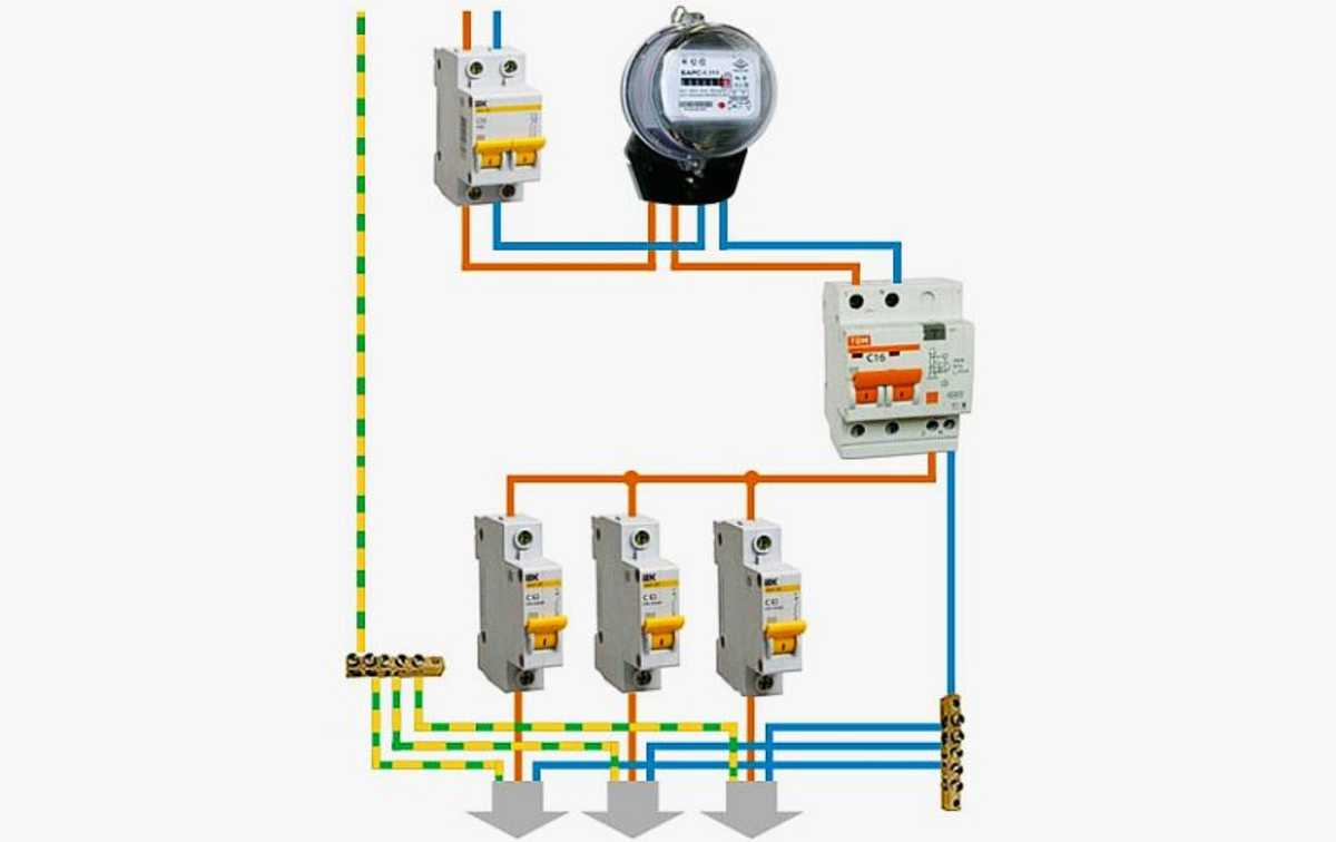 Варианты подключения дифференциального автомата в однофазной сети |  Энергофиксик | Дзен