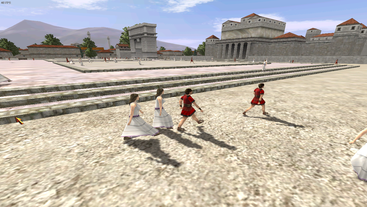 Мирный народ в центре города с видом на дворец наместника