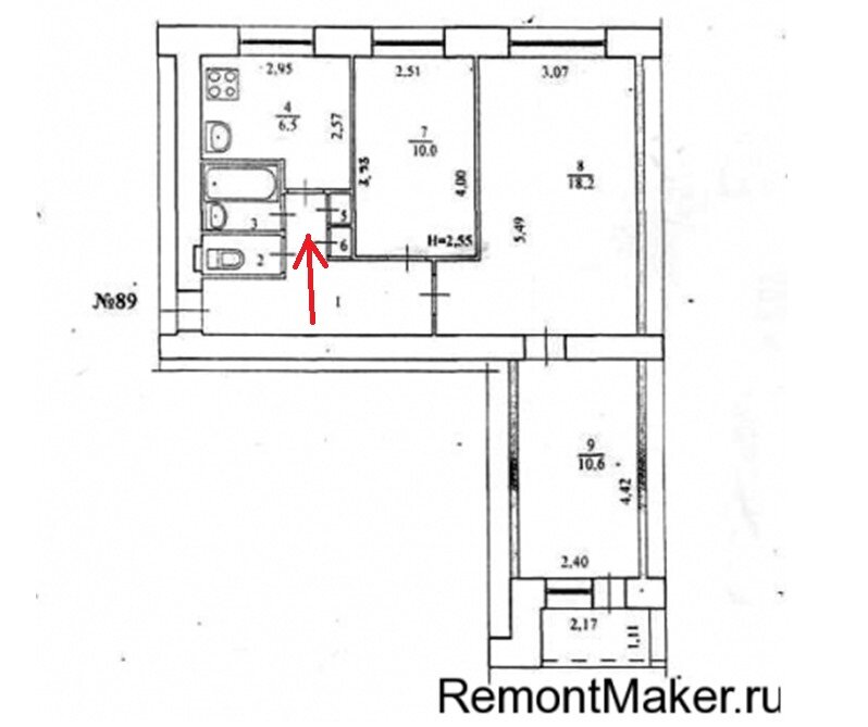 План квартиры хрущевки 3 комнаты с размерами