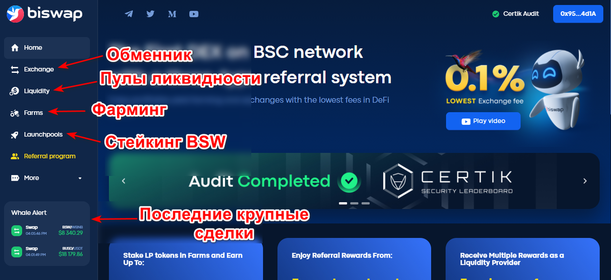 Обзор плюсы и минусы биржи, проекта biswap: условия стейкинга и фарминга.
